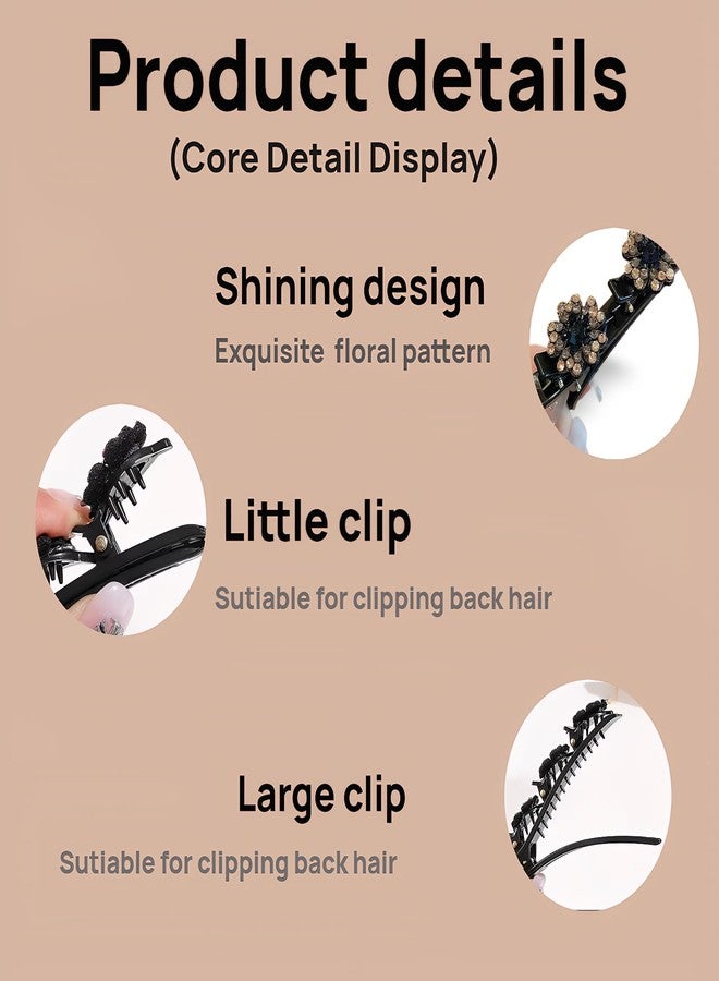 Jimmidy Sparkling Crystal Braided Hair Clips, Woven Hair Clips, New 2025 Women Styling Hair Clip, Women Flower Hair Accessories 4-Pack (champagne) - Image 3